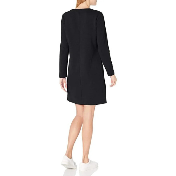 Womens Crewneck Long-Sleeve French Terry Fleece The-Knee Dress - Picture 2 of 3
